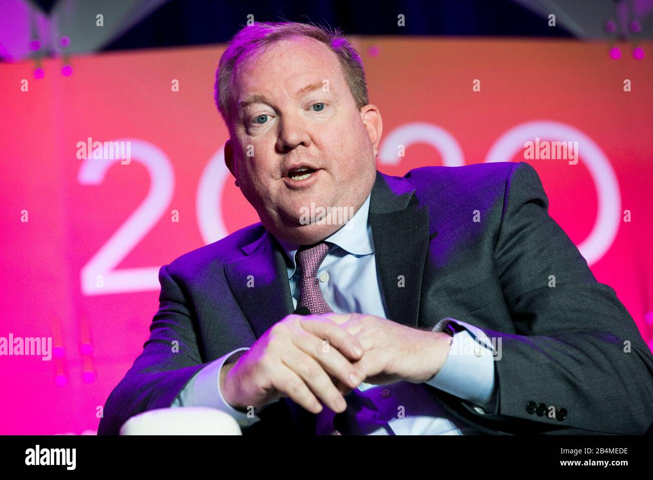 Stanley Deal, President und Chief Executive Officer, Boeing Commercial Airplanes und Executive Vice President, The Boeing Company, spricht in den USA Stockfoto