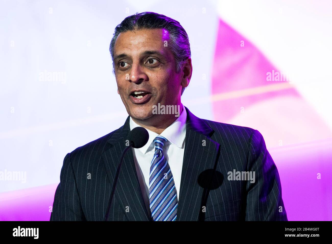 Raj Subramaniam, Präsident, Chief Operating Officer und Direktor der FedEx Corporation, spricht auf dem US-Handelskammer Aviation Summit in Waschen Stockfoto