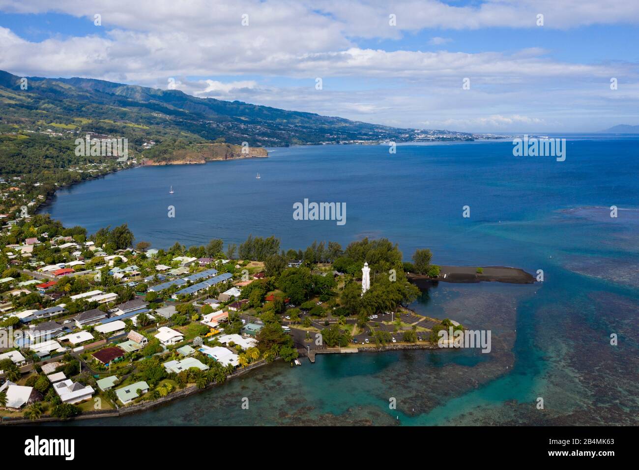 Luftaufnahme von Point Venus, Tahiti, Französisch-Polynesien Stockfoto