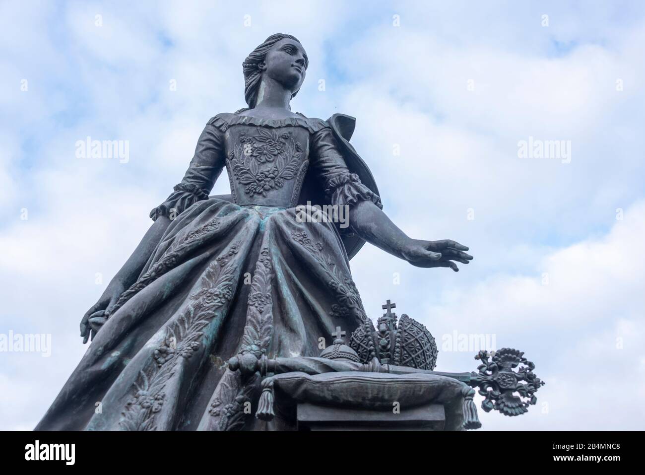 Deutschland, Sachsen-Anhalt, Zerbst, Blick auf das Denkmal für Prinzessin Sophie Friederike von Anhalt-Zerbst. Später wurde sie Tsarina Katharina II. Von Russland und ging als Katharina die Große in die Geschichte ein. Sie lebte von 1742 bis Anfang 1744 auf Schloss Zerbster. Stockfoto