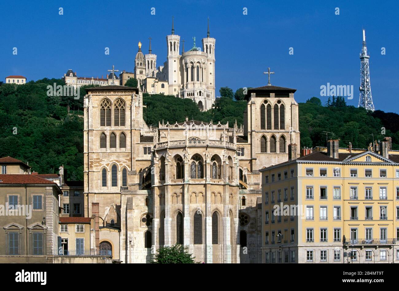 Kathedrale St. Jean und Basilika Notre Dame de Fourviere, Lyon, Frankreich, Auvergne-<unk> ône-Alpen Stockfoto