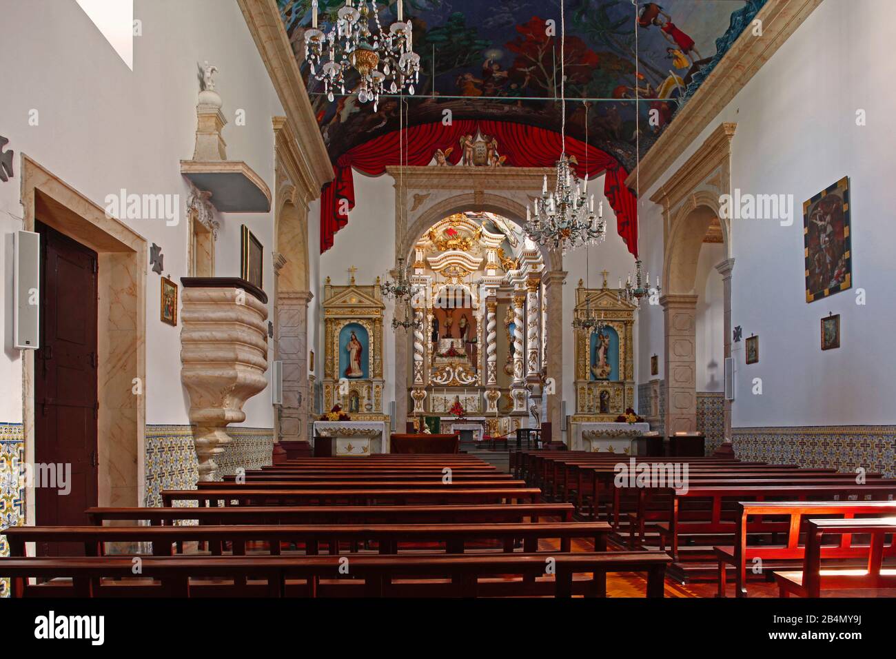 Igreja do Senhor Bom Jesús Wallfahrtskirche, Innenschuss, Ponta Delgada Pilgerstätte, Madeira, Portugal Stockfoto