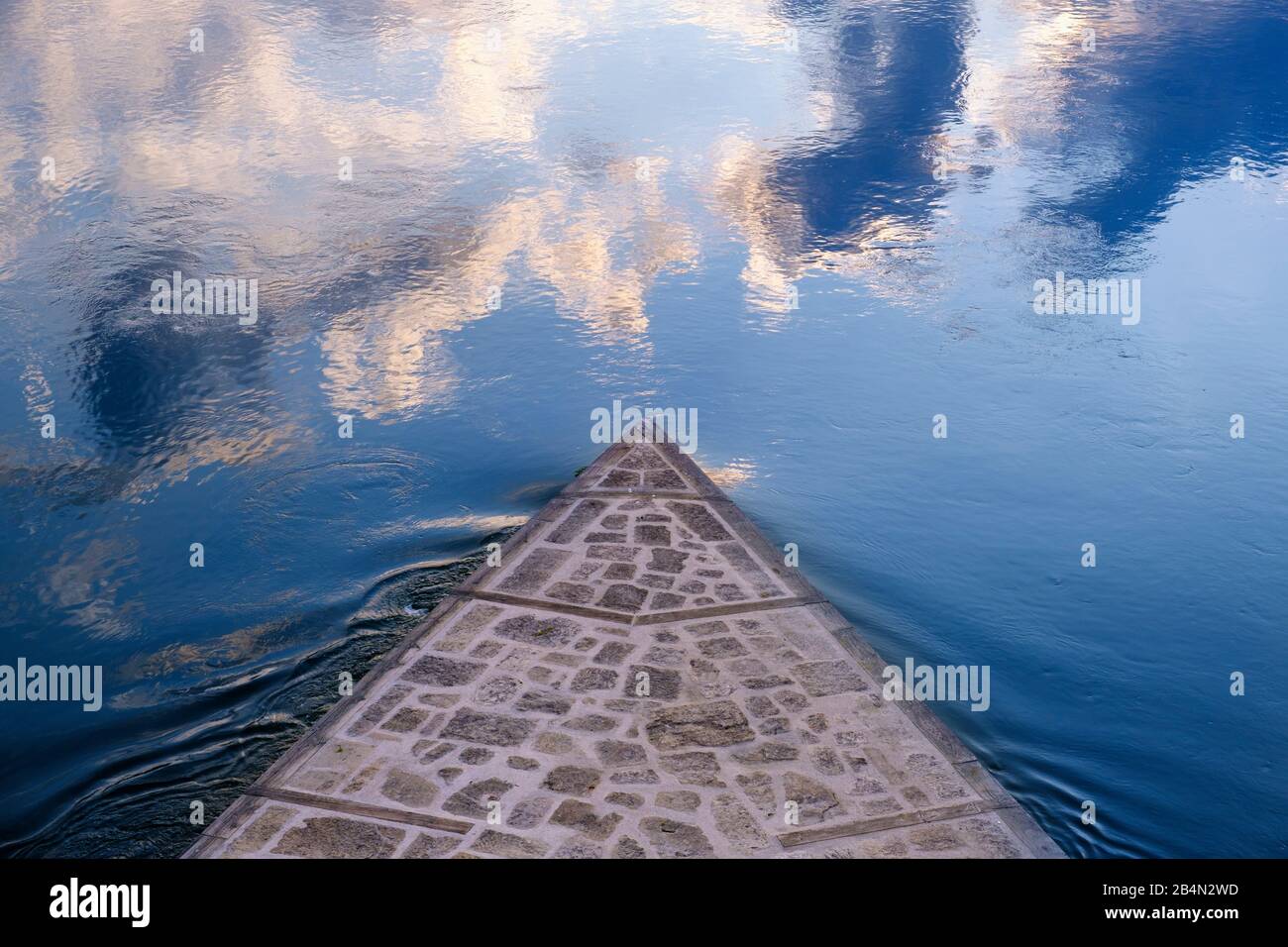 Gründung der Steinbrücke über die Donau, Regensburg, Oberpfalz, Bayern, Deutschland Stockfoto