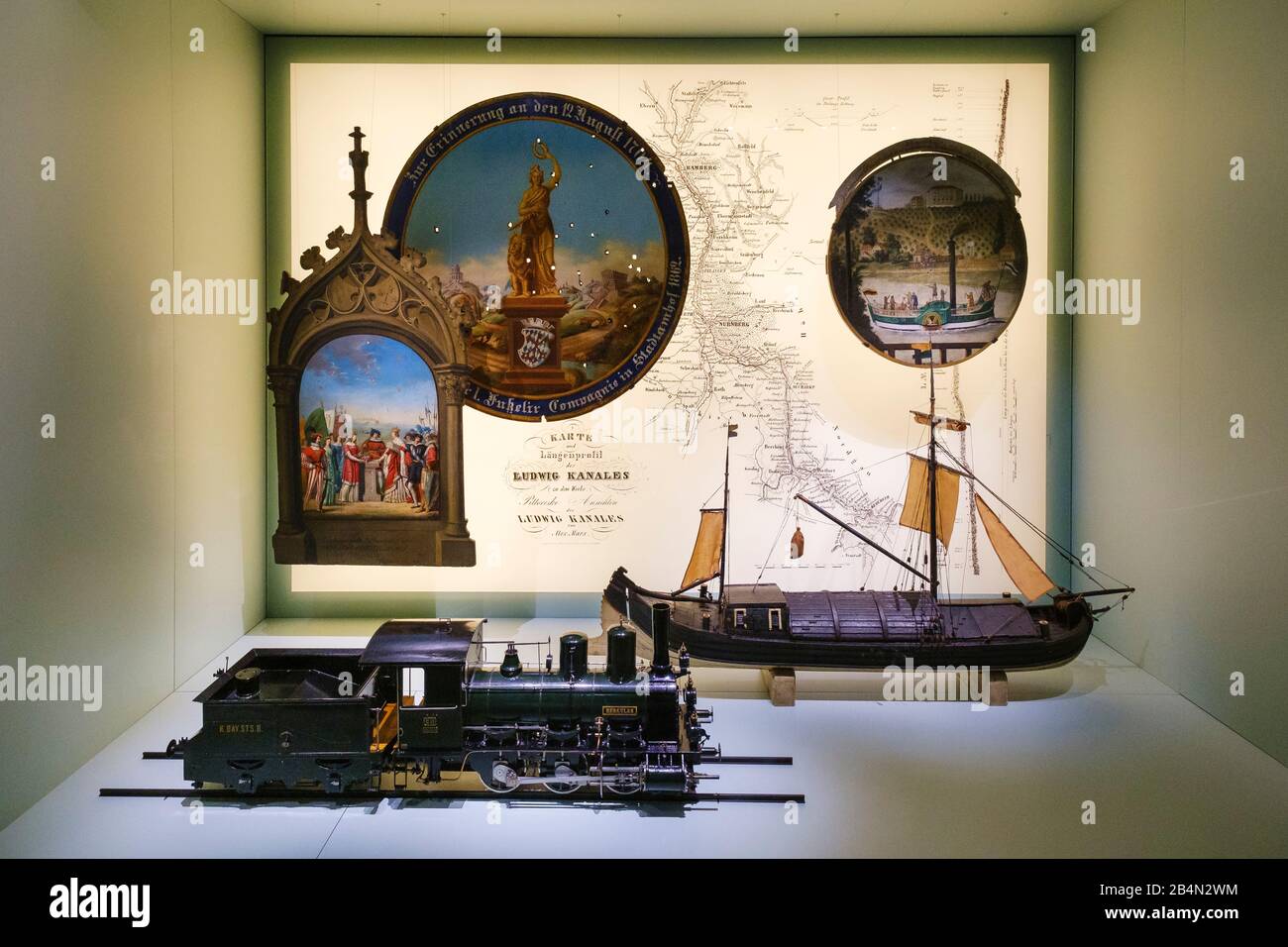 Ludwig Canal Vitrine im Museum für Bayerische Geschichte, Haus der Bayerischen Geschichte, Regensburg, Oberpfalz, Bayern, Deutschland Stockfoto