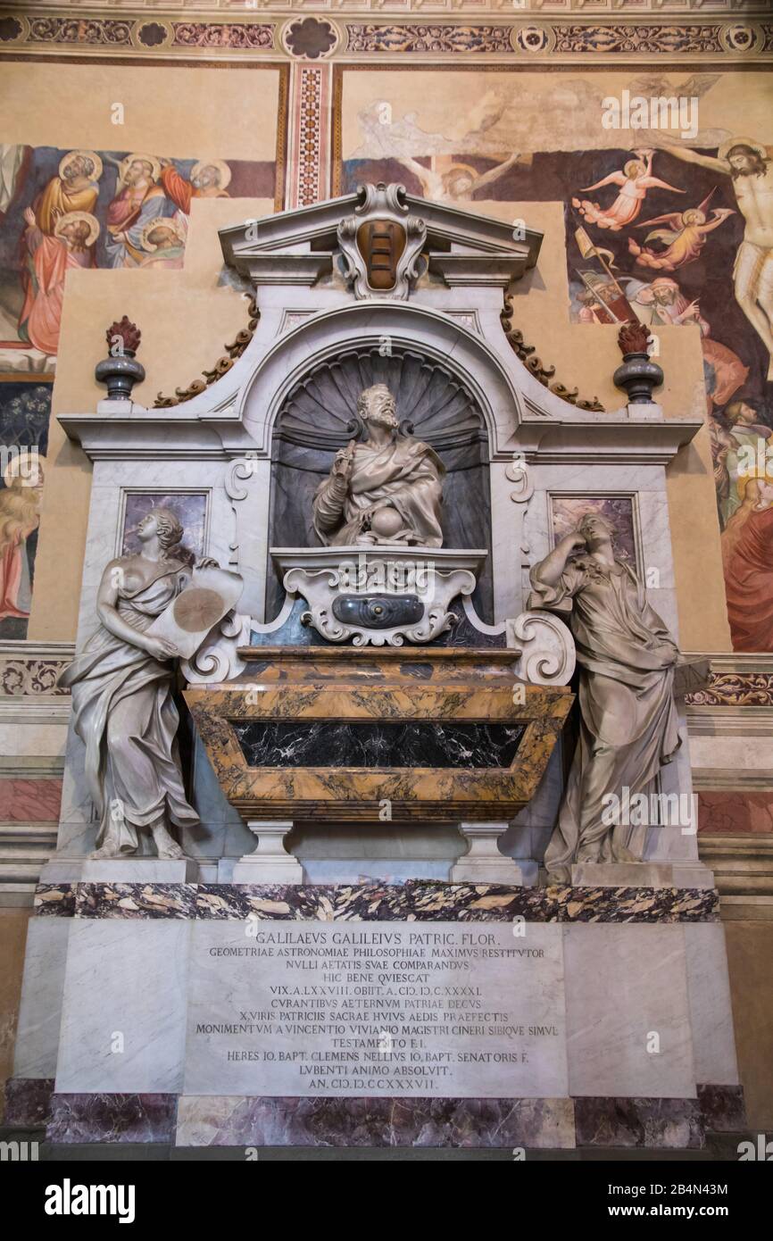 Das Grab von Galileo Galilei in der Basilika Santa Croce in Florenz Italien Stockfoto