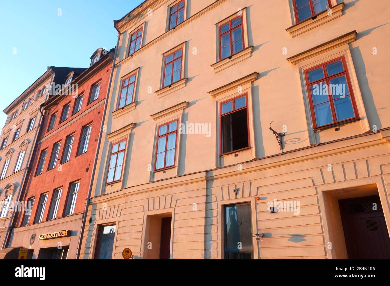 Stockholm, Schweden, historische Gebäude in Gamla Stan, Altstadt, UNESCO-Weltkulturerbe Stockfoto