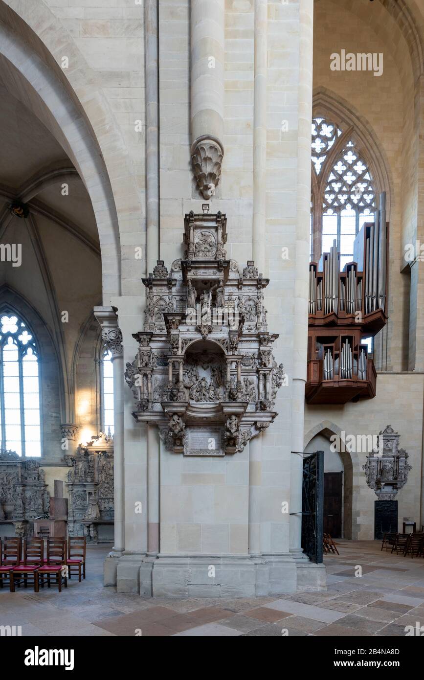 Deutschland, Sachsen-Anhalt, Magdeburg, Dom zu Magdeburg, Epitaph. (1520 wurde der Dombau nach 311 Jahren Bauzeit bendet.) Stockfoto