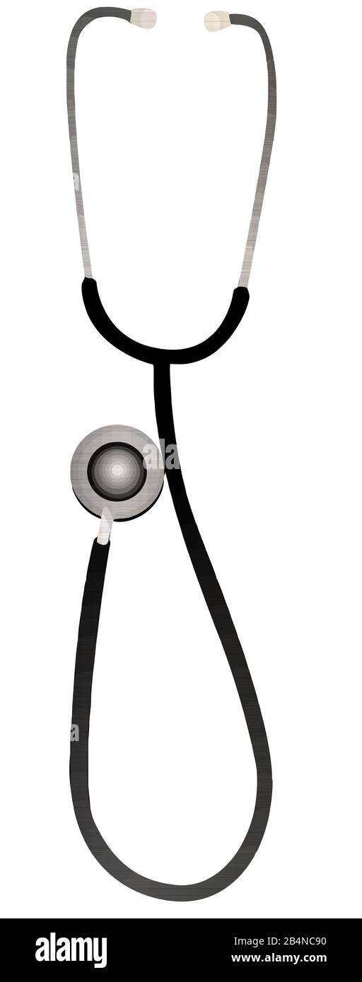 Herzschlag des medizinischen Stethoskops hören Sie die metallische Abbildung des Untersuchungsarztes Stockfoto