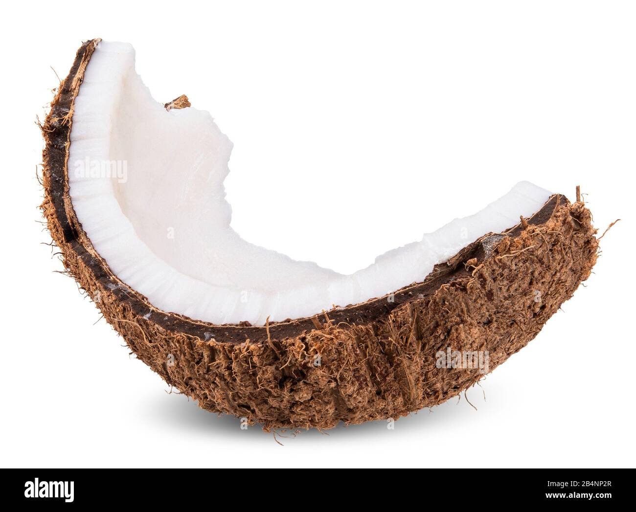 Schneiden Sie Kokosnuss isoliert auf weißem, Kokosnuss Beschneidungspfad Stockfoto