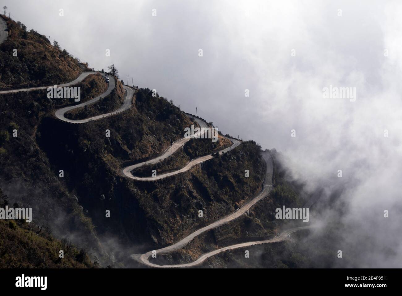 Blick auf die Straße von Zuluk, Sikkim, Indien Stockfoto