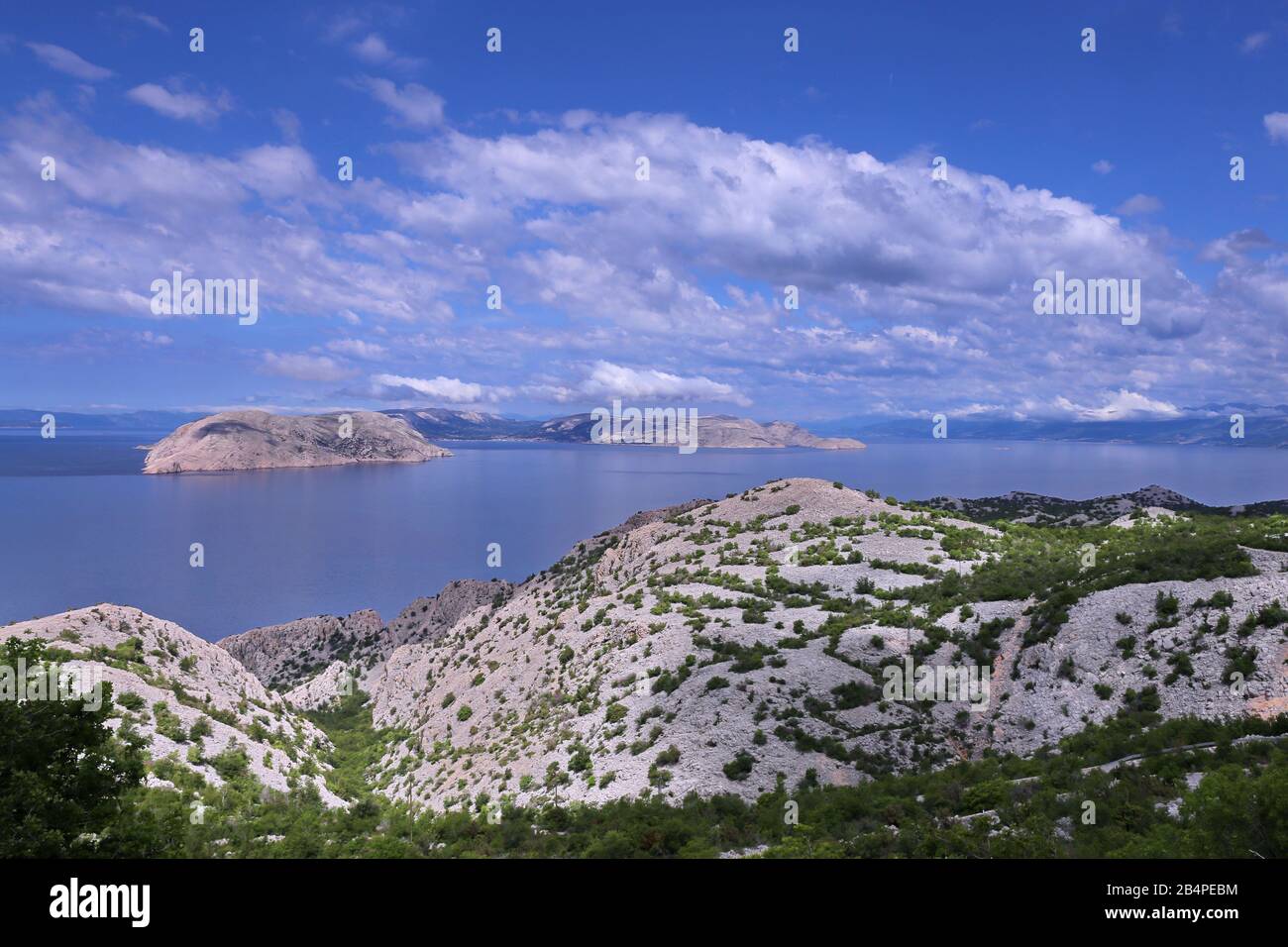 Karstlandschaft, Blick auf die Insel Krk Kroatien, Europa Stockfoto