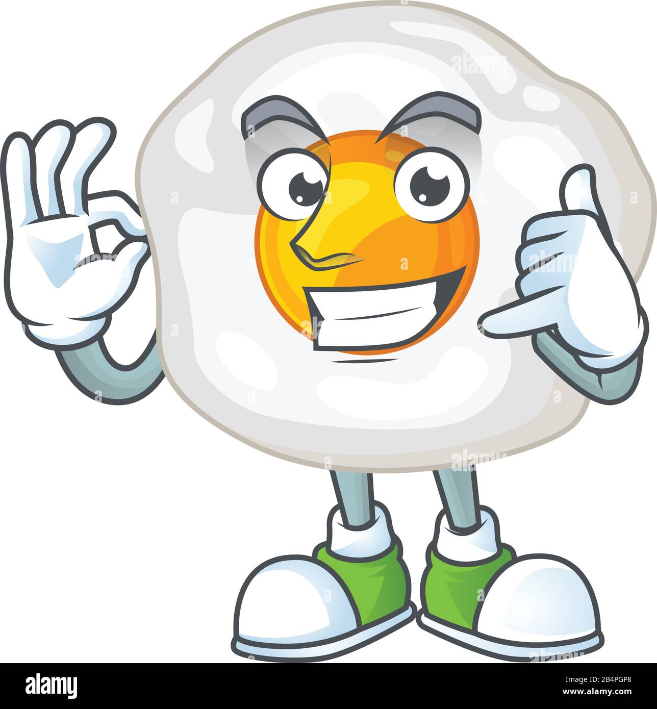 Nennen Sie mich lustige Geste gebratenes Eiermaskottchen Cartoon-Design Stock Vektor