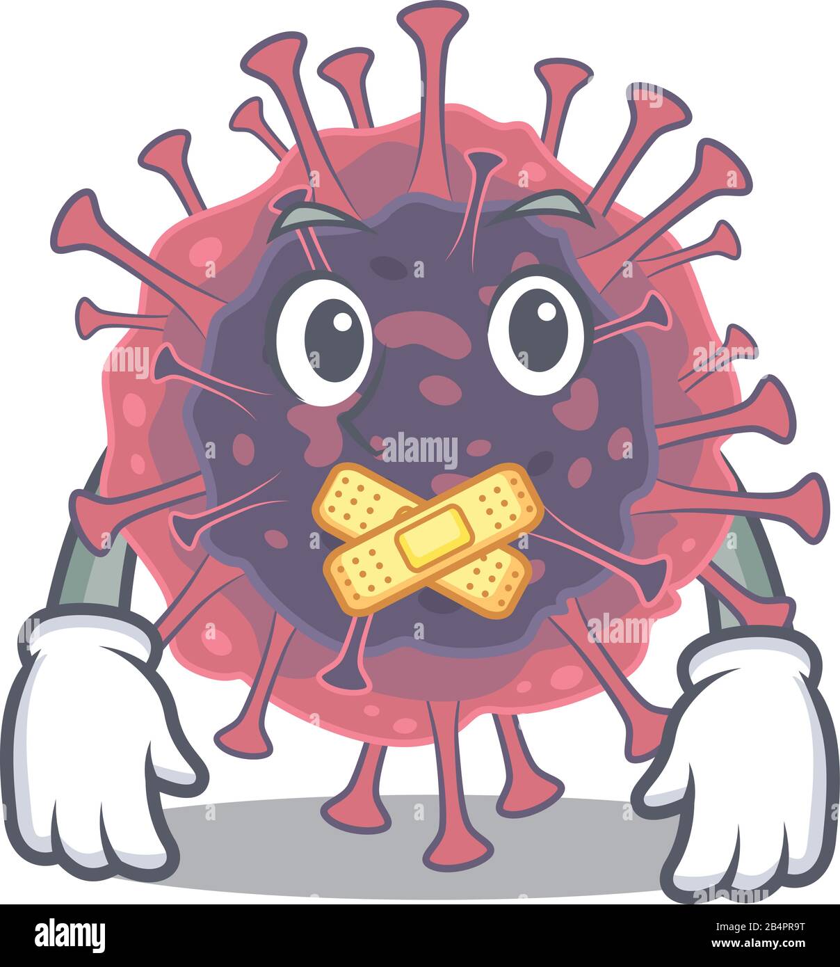 Mikrobiologie Coronavirus Maskottchen Cartoon Character Design mit stiller Geste Stock Vektor