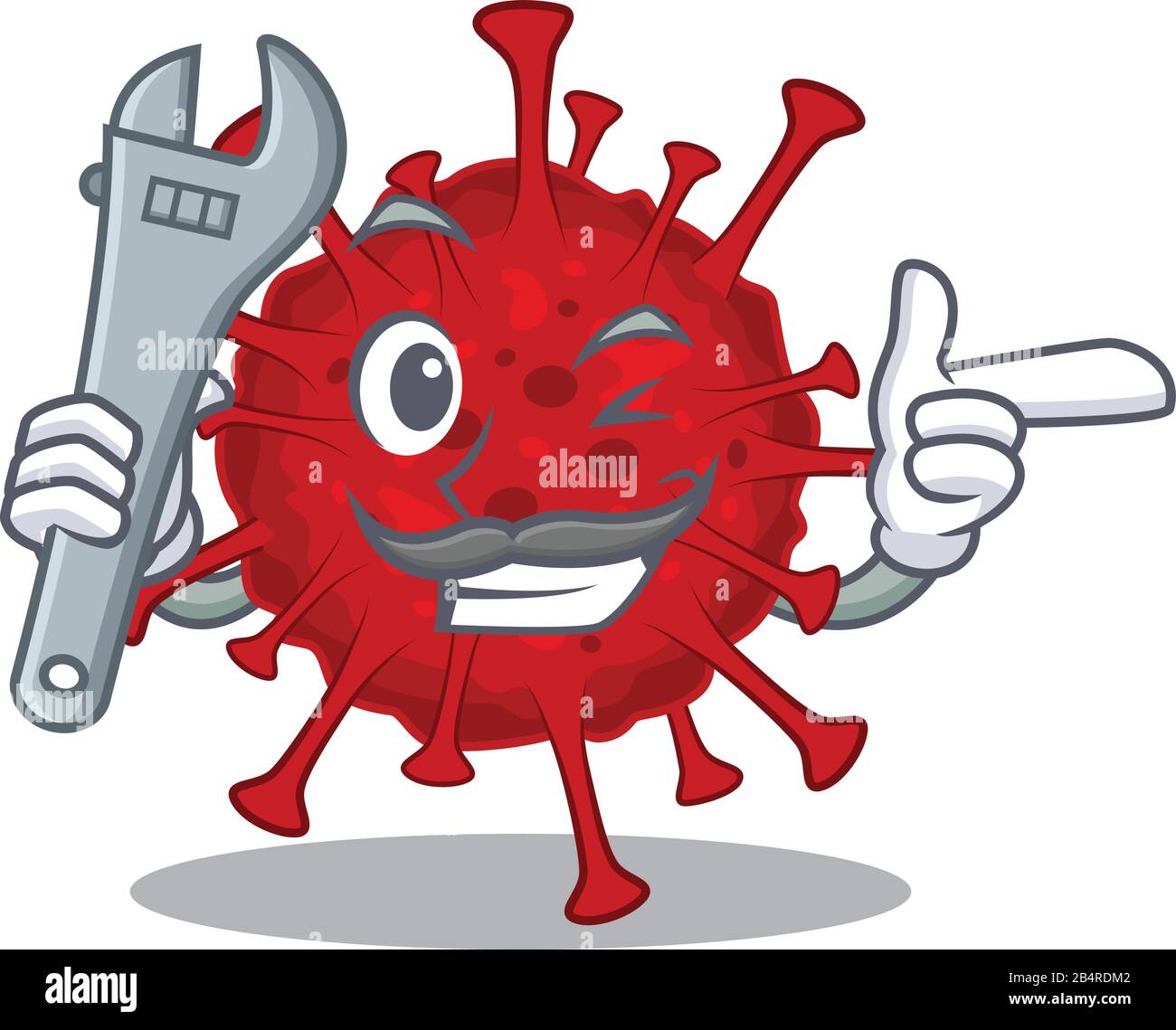 Ein Bild von coolem Mechaniker betacoronavirus Cartoon-Charakter-Design Stock Vektor