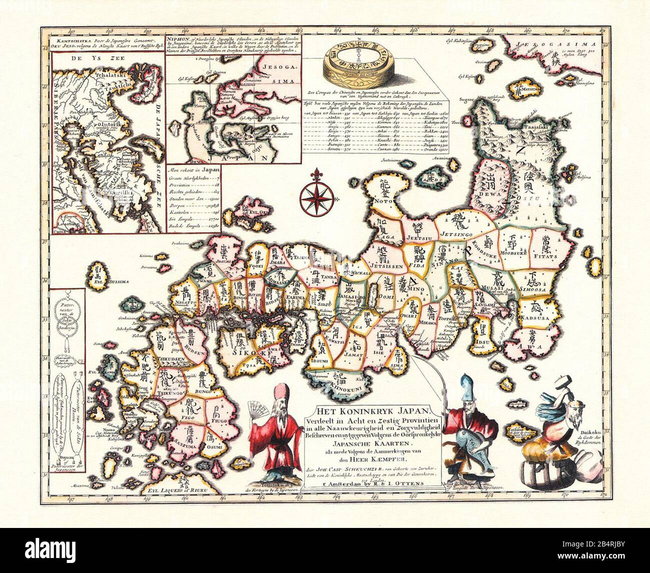 Alte Karte von Japan von 1733 Stockfotografie Alamy