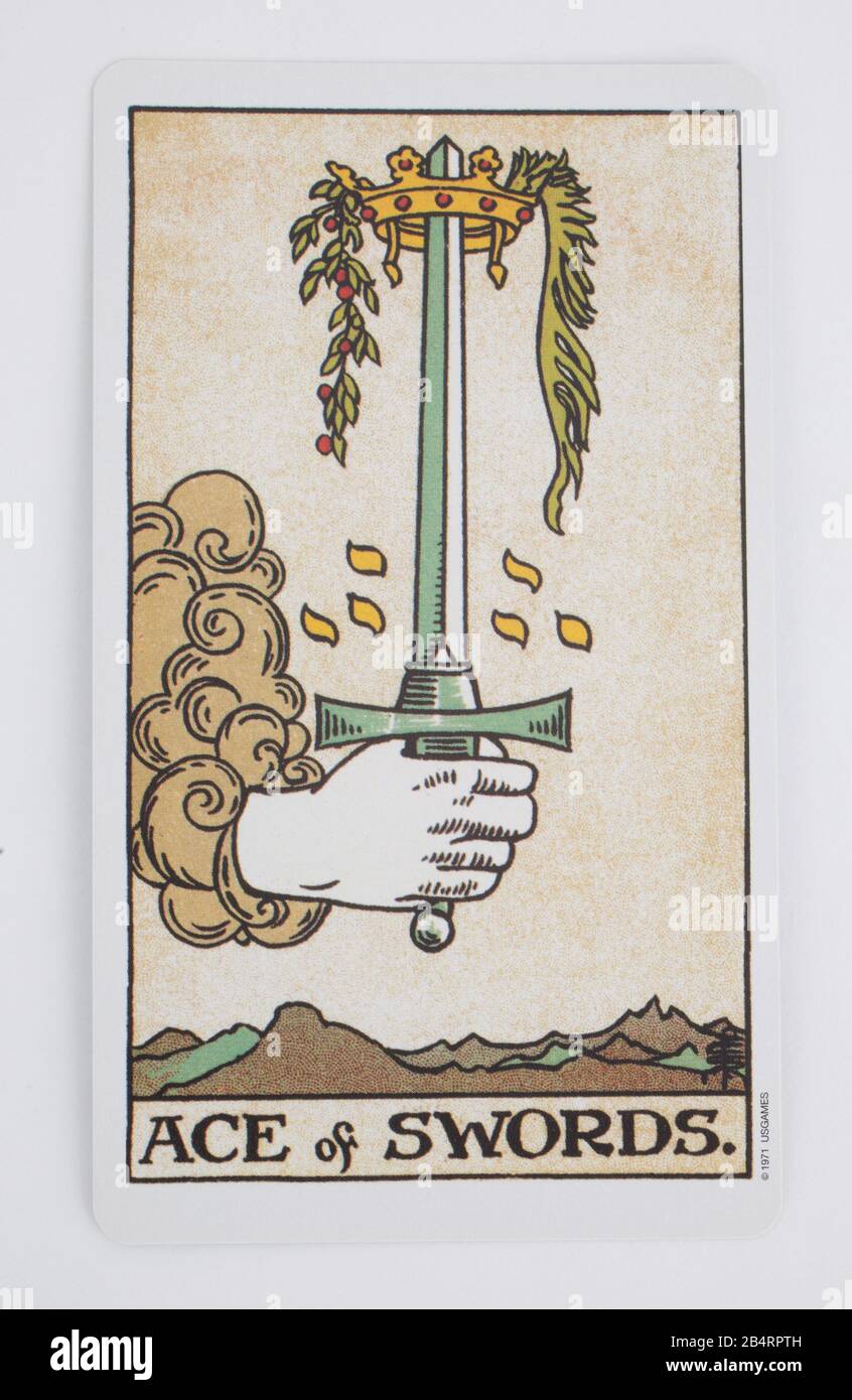 Die Tarot-Karte "Ace of Swords" Stockfoto