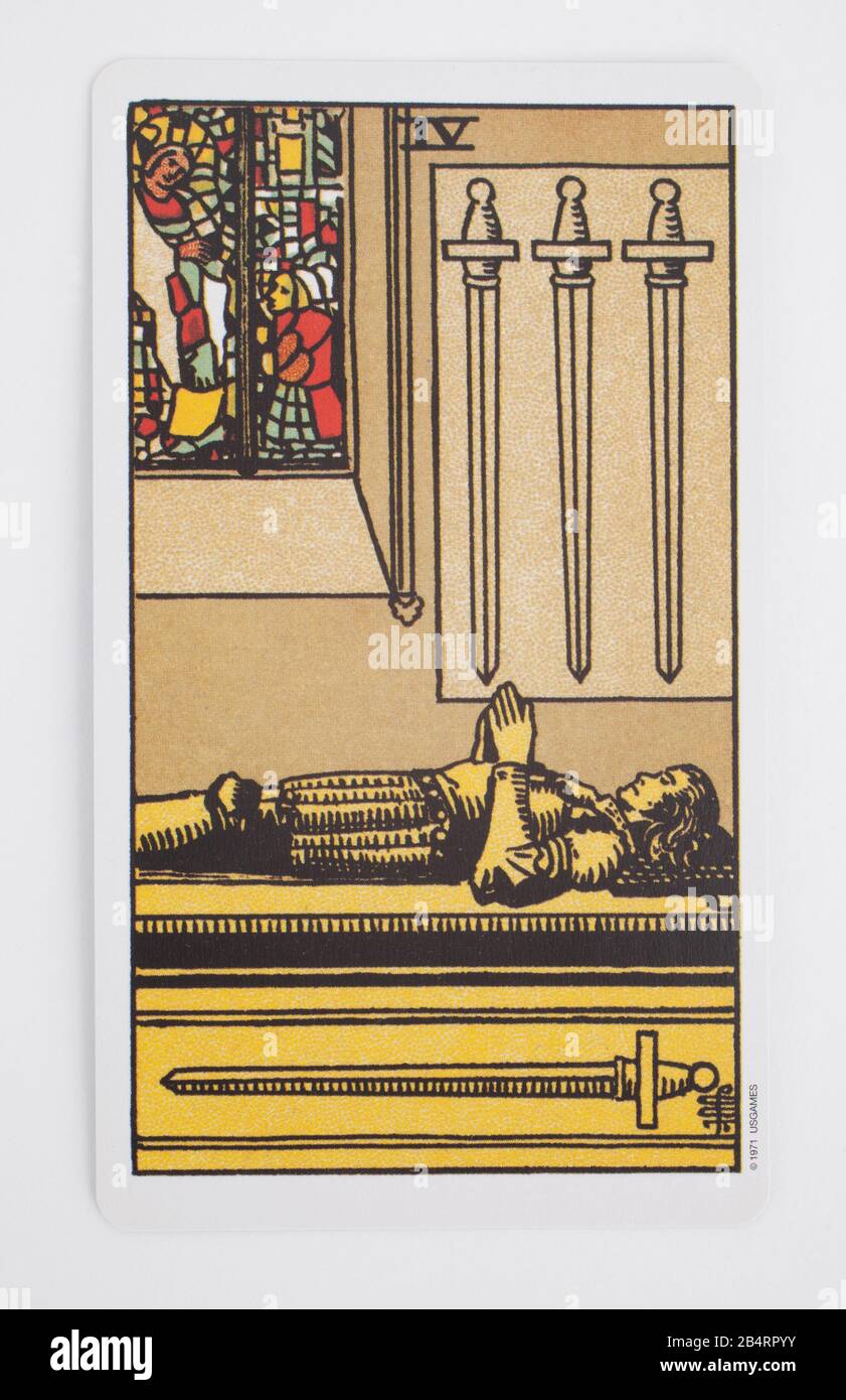 Die Vier Schwerter Tarot-Karte Stockfoto