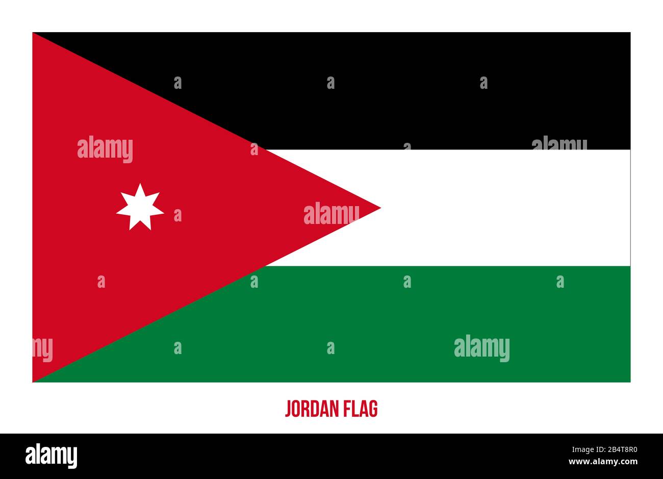 Jordan Flag Vector Illustration auf weißem Hintergrund. Jordan Nationalflaggen. Stockfoto