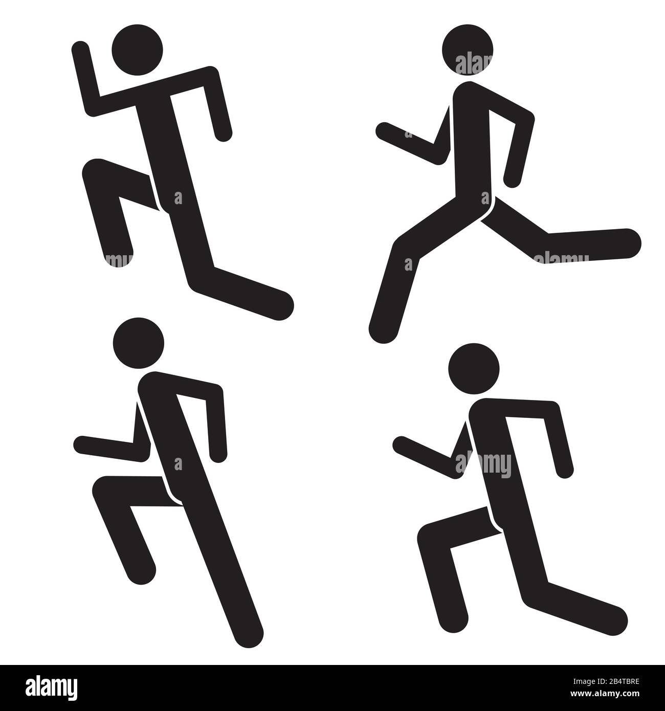 Satz von Aktiven Mann-Symbolen. Gesunder Lebensstil. Stiftdrucker. Jogging-Athlete. Marathon für Menschen. Logo Des Walking Sportsman Stock Vektor