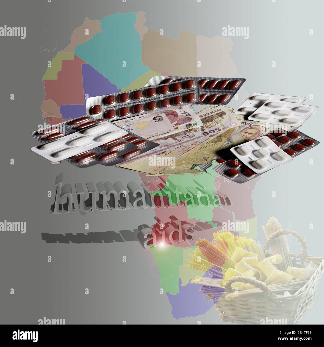 concept of humanitarian aids to poor countries Stockfoto