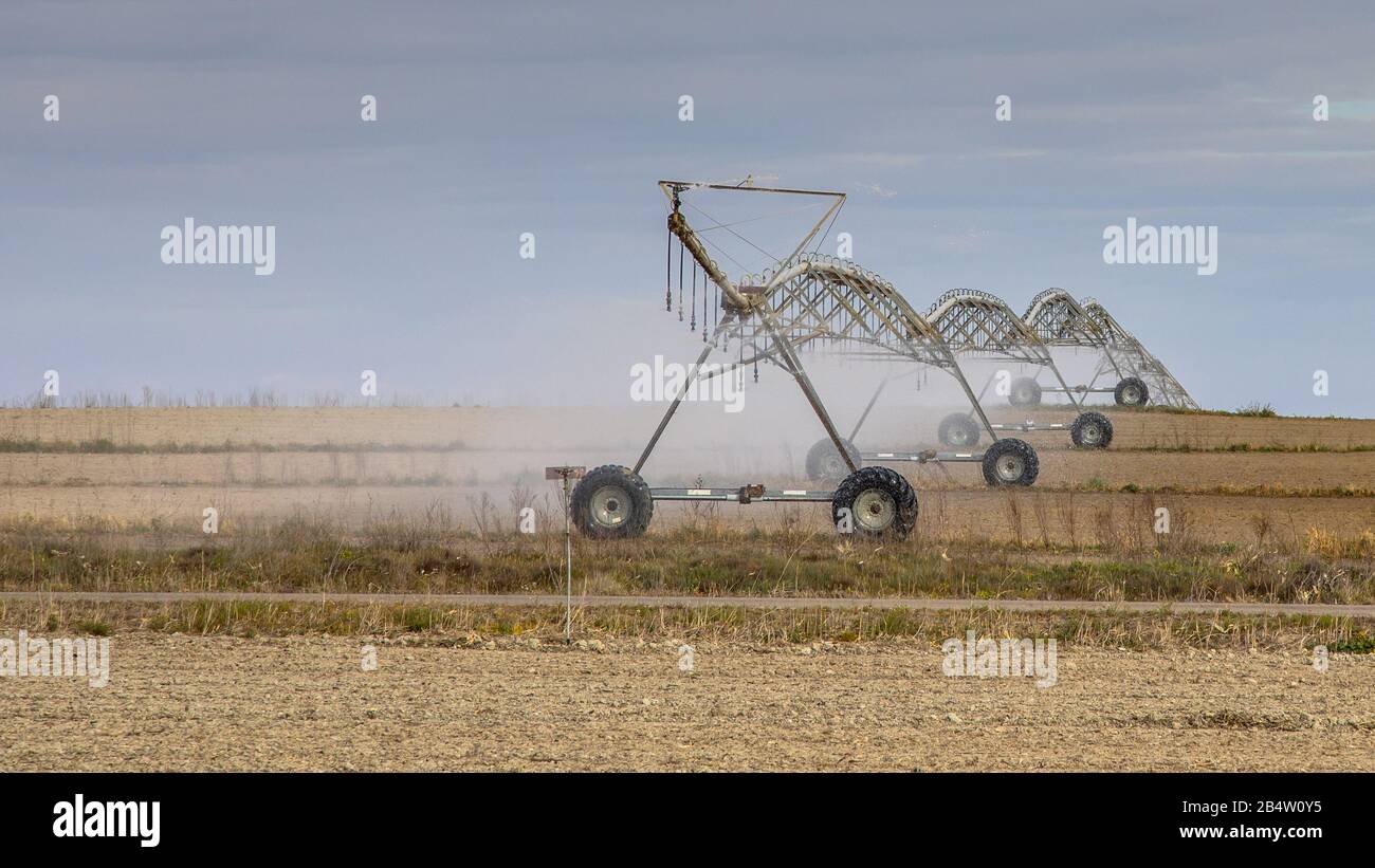 Centre Pivot Bewässerungssystem in Valfarte, Aragon, Spanien Stockfoto