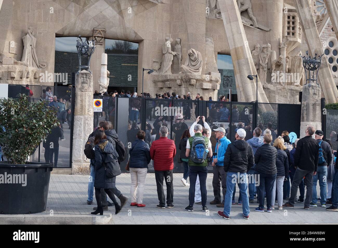 Die Passionsfassade, Sagrada Familia, Barcelona, Spanien Stockfoto