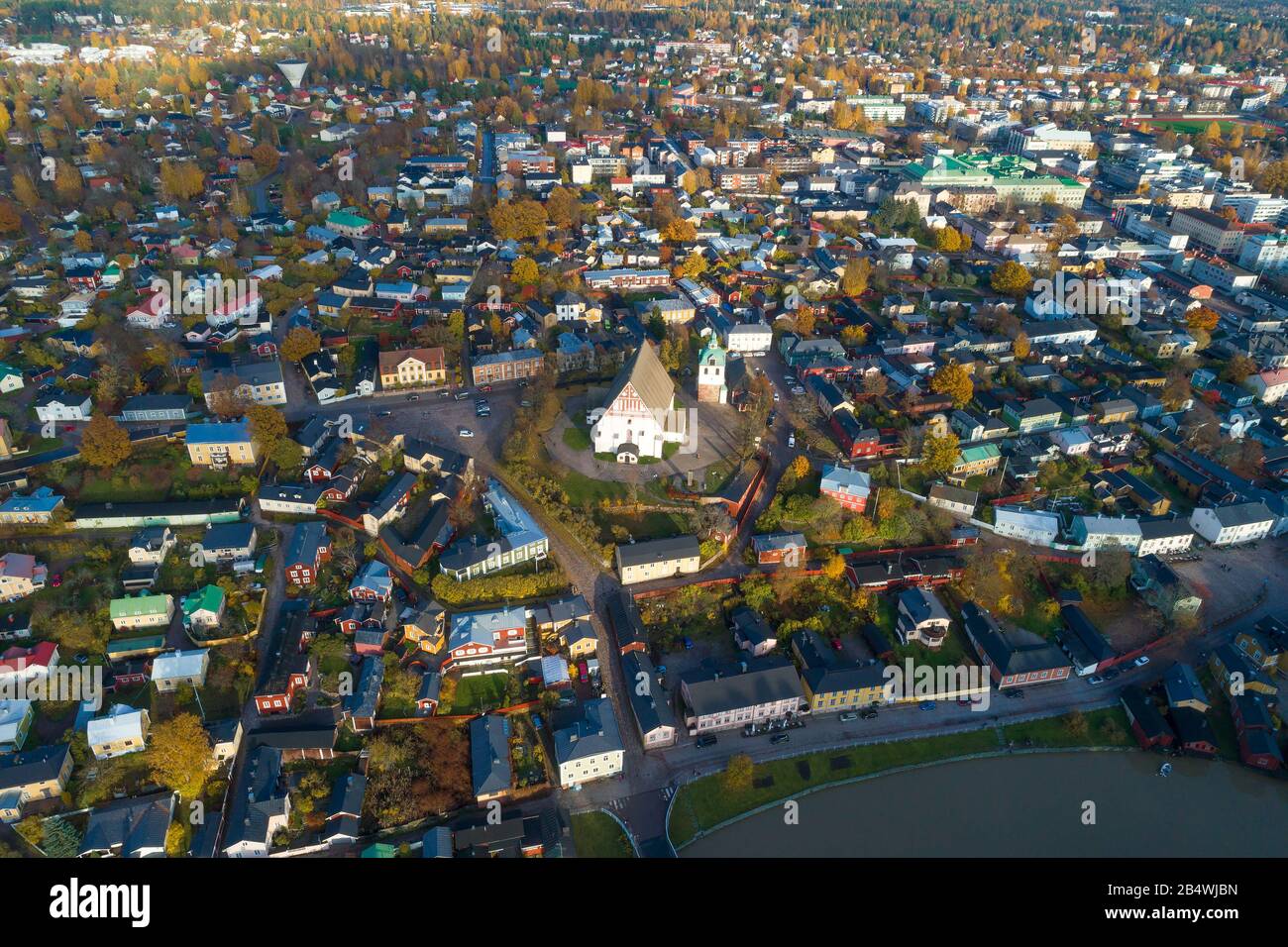 Luftbild der Stadt Porvoo an einem sonnigen Oktobertag (Luftaufnahmen). Finnland Stockfoto