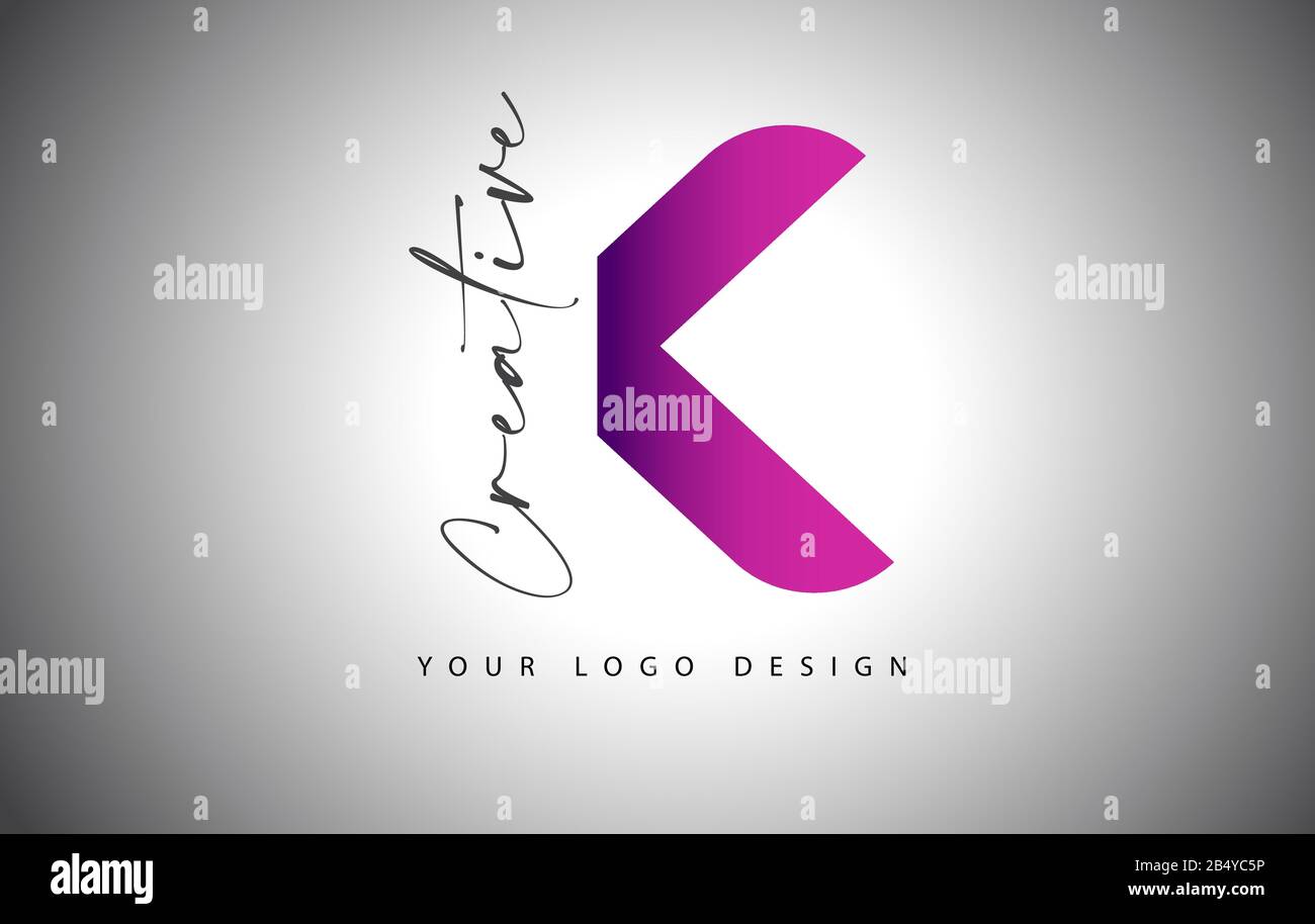 Kreatives Letter K-Logo Mit violettem Gradient und kreativem Letter Cut. Abbildung Des Symbolvektors. Stock Vektor