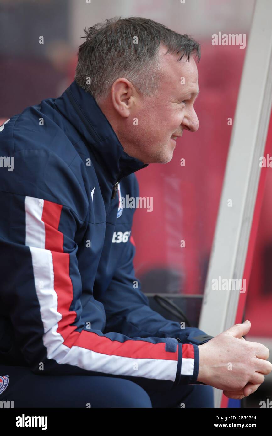 Stoke On Trent, Großbritannien. März 2020. Stoke City Manager Michael O Neill beim EFL Sky Bet Championship Match zwischen Stoke City und Hull City im BET365 Stadium, Stoke-on-Trent, England am 7. März 2020. Foto von Jurek Biegus. Nur redaktionelle Nutzung, Lizenz für kommerzielle Nutzung erforderlich. Keine Verwendung bei Wetten, Spielen oder einer einzelnen Club-/Liga-/Spielerpublikationen. Kredit: UK Sports Pics Ltd/Alamy Live News Stockfoto