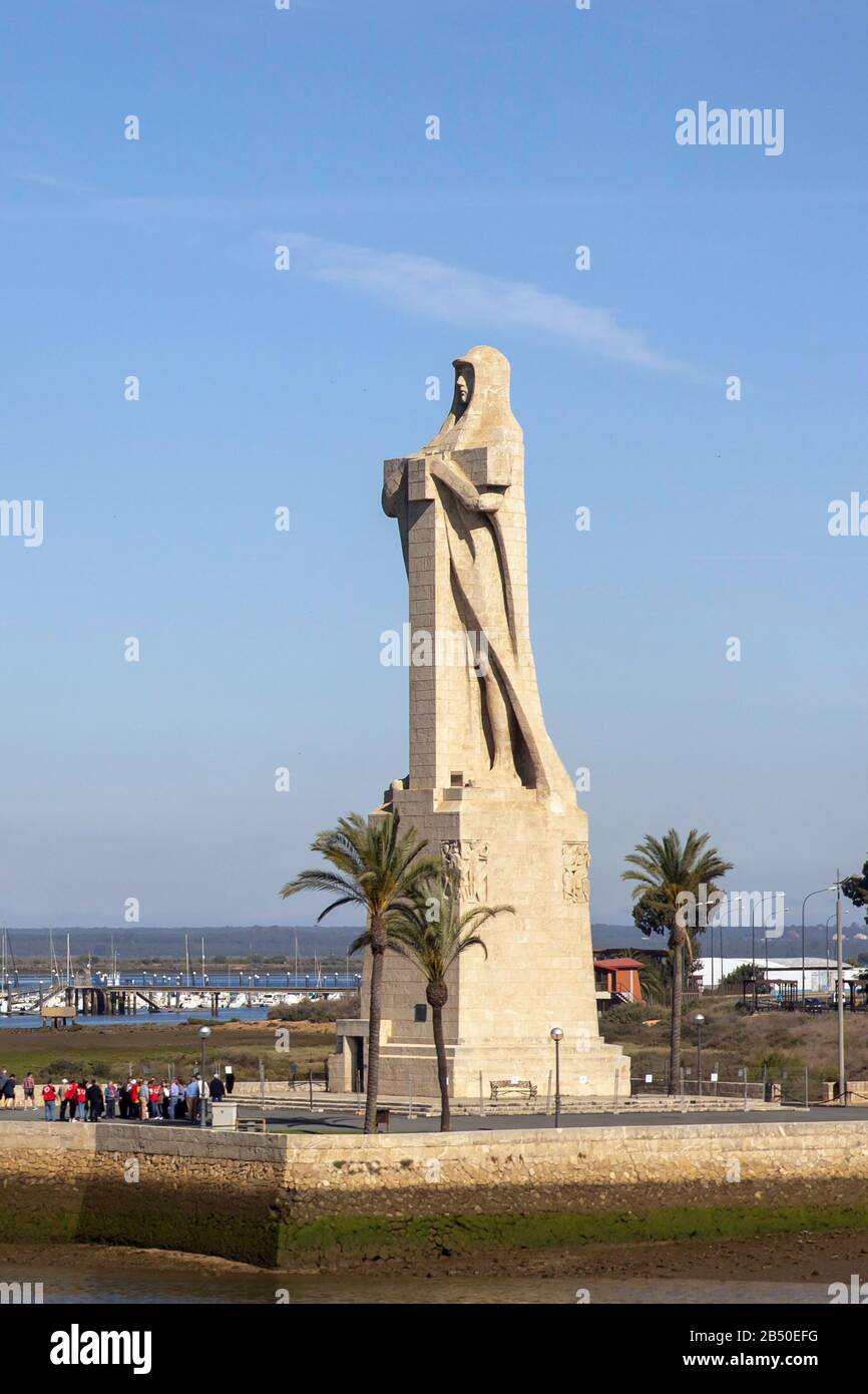 Statue von Christoph Kolumbus in Huelva, Spanien, Stockfoto