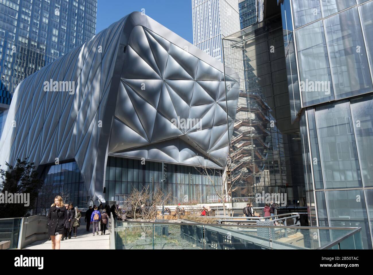 Blick auf Die High Line und die Hudson Yard in New York City Stockfoto