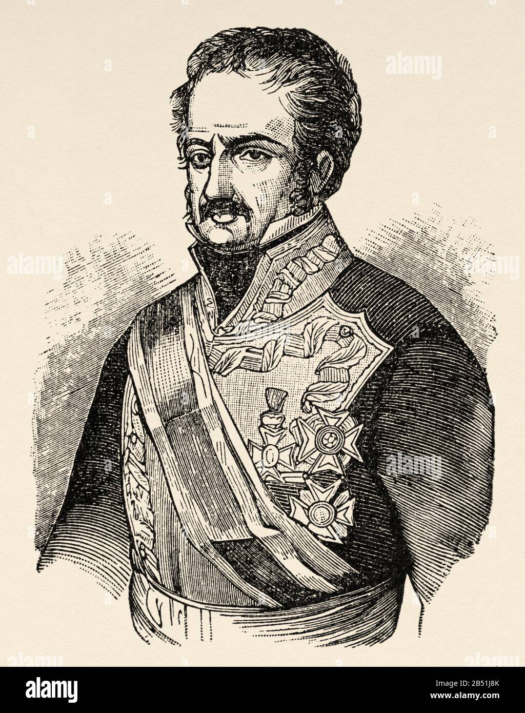 Porträt von José Rebolledo de Palafox und Melci, I. Herzog von Zaragoza (Zaragoza 1775 - Madrid 1847). Spanisches Militär liberaler politischer Tendenz Stockfoto