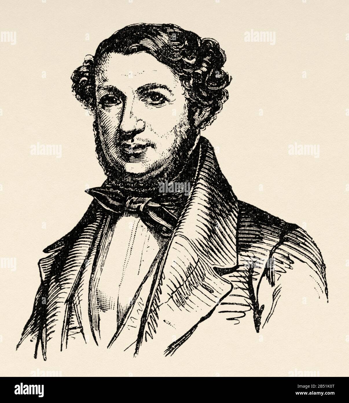Porträt von Salustiano de Olózaga Almandoz (Oyón 1805 - Enghien-les-Bains 1873). Spanischer Politiker, Rechtsanwalt und Schriftsteller. Ritter des Gol-Orden Stockfoto