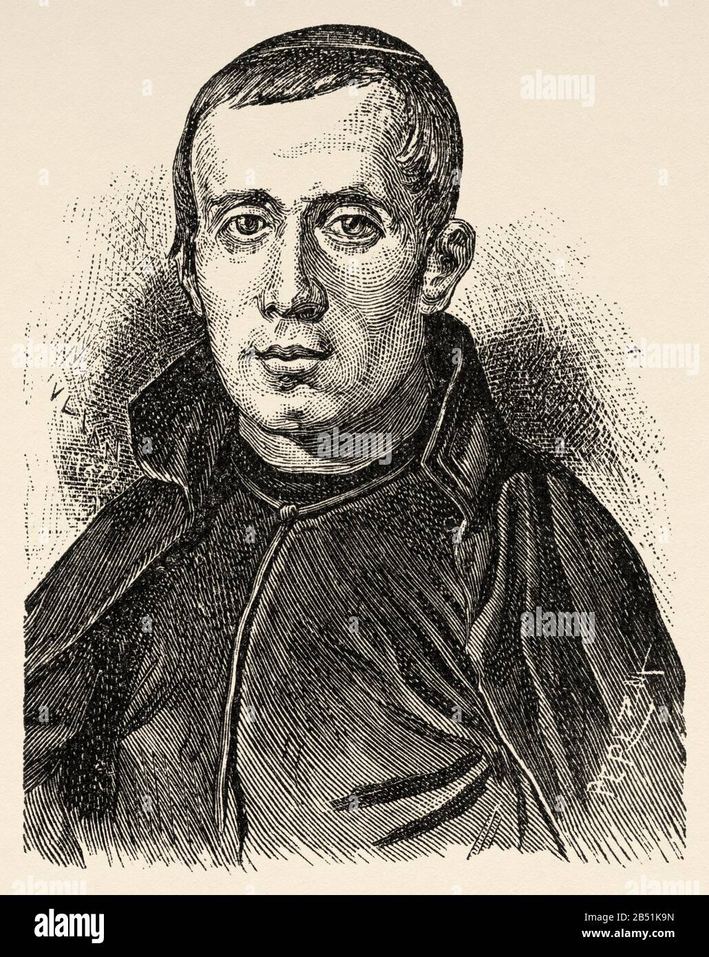 Porträt von Jaime Balmes und Urpiá (Vich 1810 - 1848). Spanischer Philosoph, Theologe, Apologet, Soziologe und politischer Therapeut. Doktrin von Sa Stockfoto