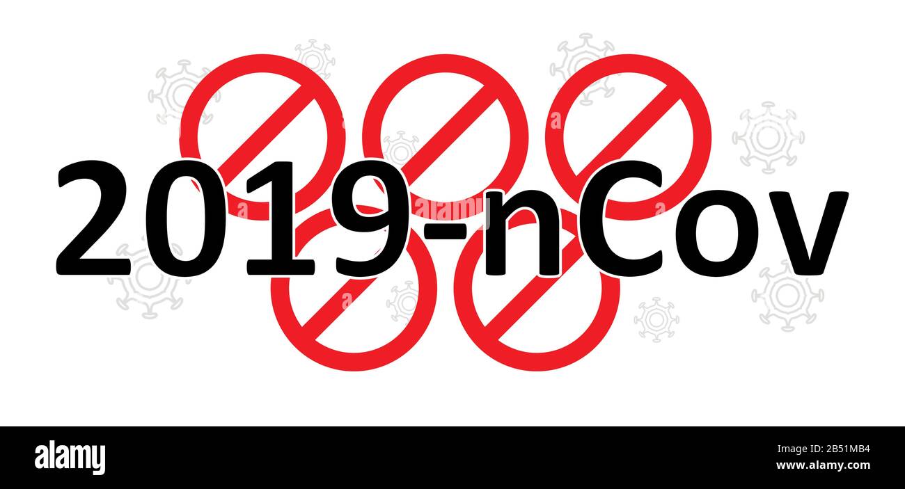 Das Verbot der olympischen Spiele. Annullierung der Olympischen Spiele 2020 in Japan wegen Coronavirus 2019-nCov, Kovid-19. Kreise aus rotem Verbot Stock Vektor