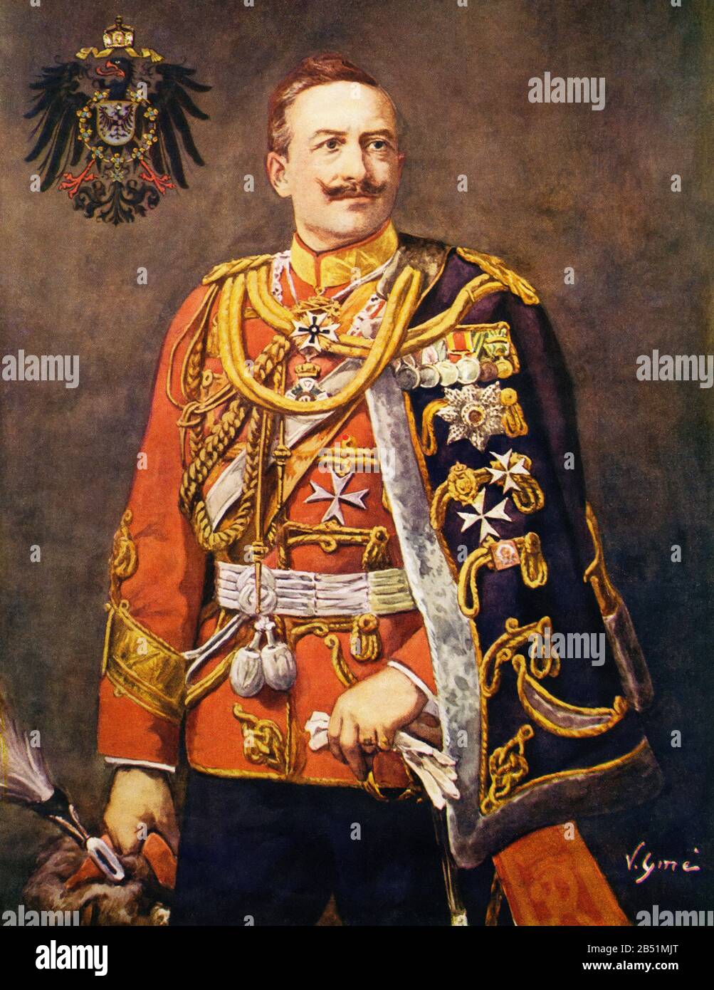 Farbporträt von Wilhelm II. Von Deutschland. Wilhelm II. Friedrich Wilhelm Viktor Albrecht von Preßen (Berlin 1859 - Doorn 1941), war der letzte Kaiser oder Stockfoto
