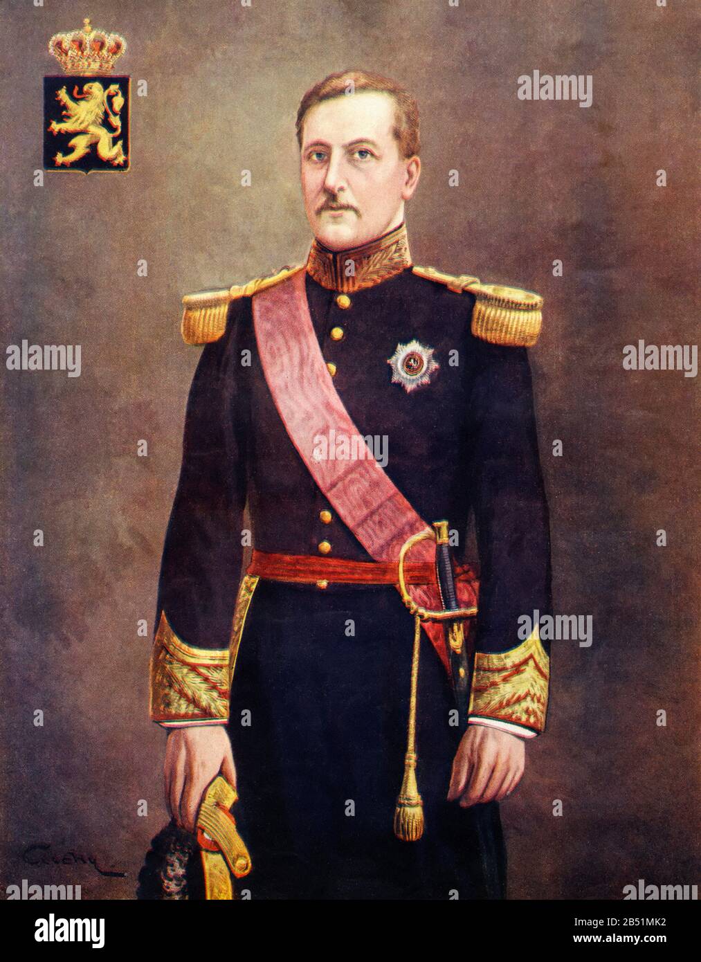 Farbporträt von Alberto aus Sachsen-Coburg-Gotha und von Hohern-Sigmaringen. Albert Léopold Clément Marie Meinrad von Sax-Cobourg et Gotha (Brusse Stockfoto