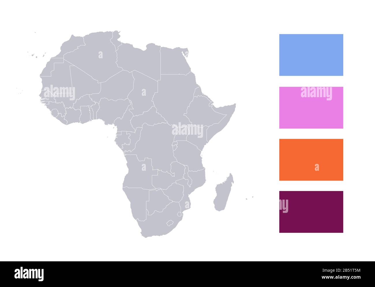 Infografiken der Afrika-Karte, einzelne Staaten leer Stockfoto