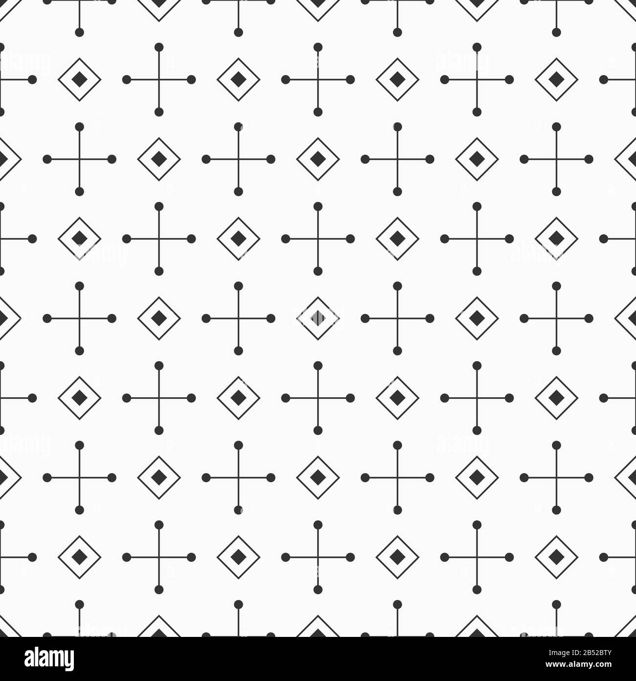 Abstraktes, nahtloses Muster von sich schneidenden Linien und Rhombussen. Wiederholtes geometrisches Verzierung. Vektor monochromer Hintergrund. Stock Vektor