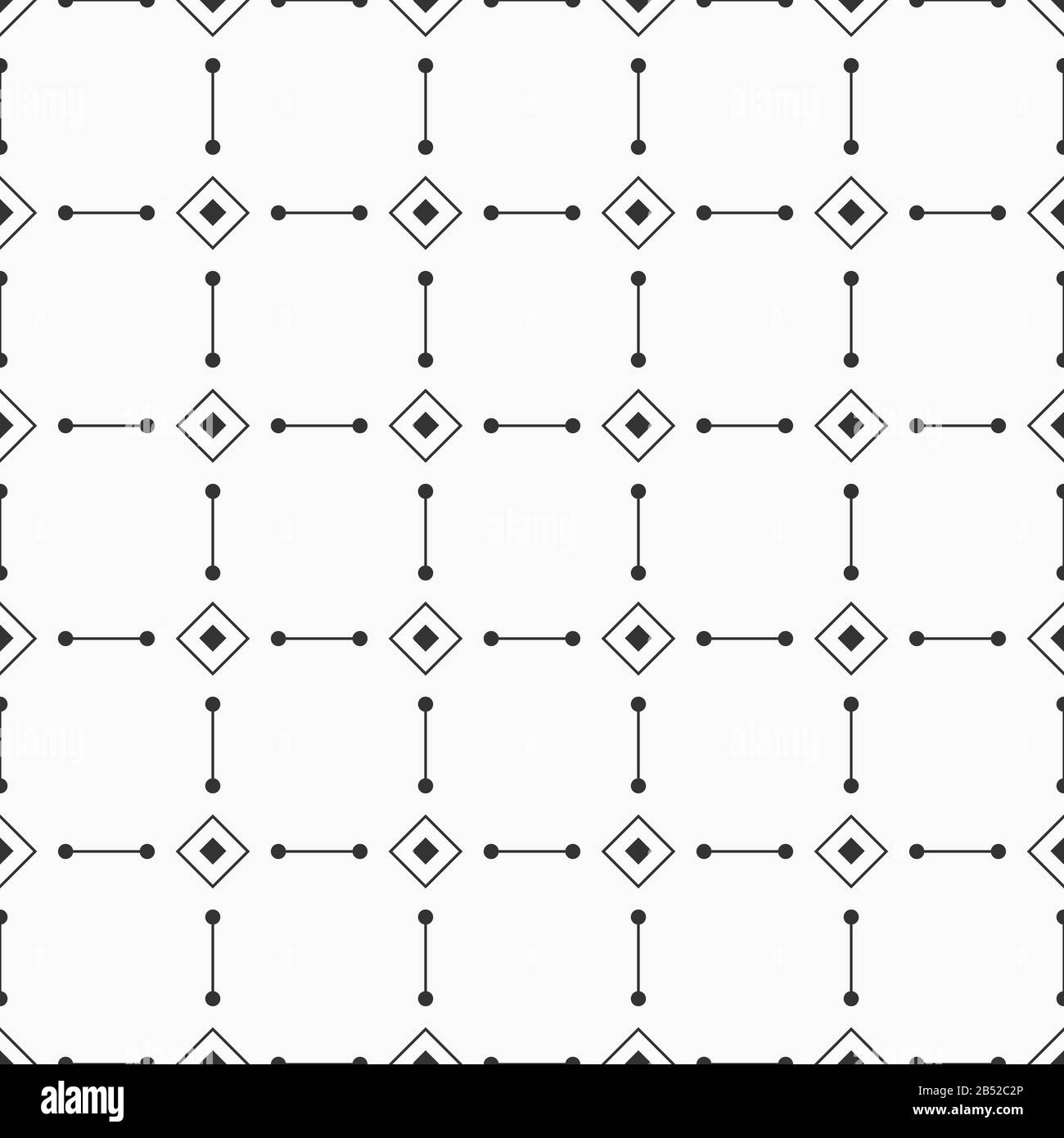 Abstraktes, nahtloses Linienmuster und Rhombusse. Wiederholtes geometrisches Verzierung. Vektor monochromer Hintergrund. Stock Vektor