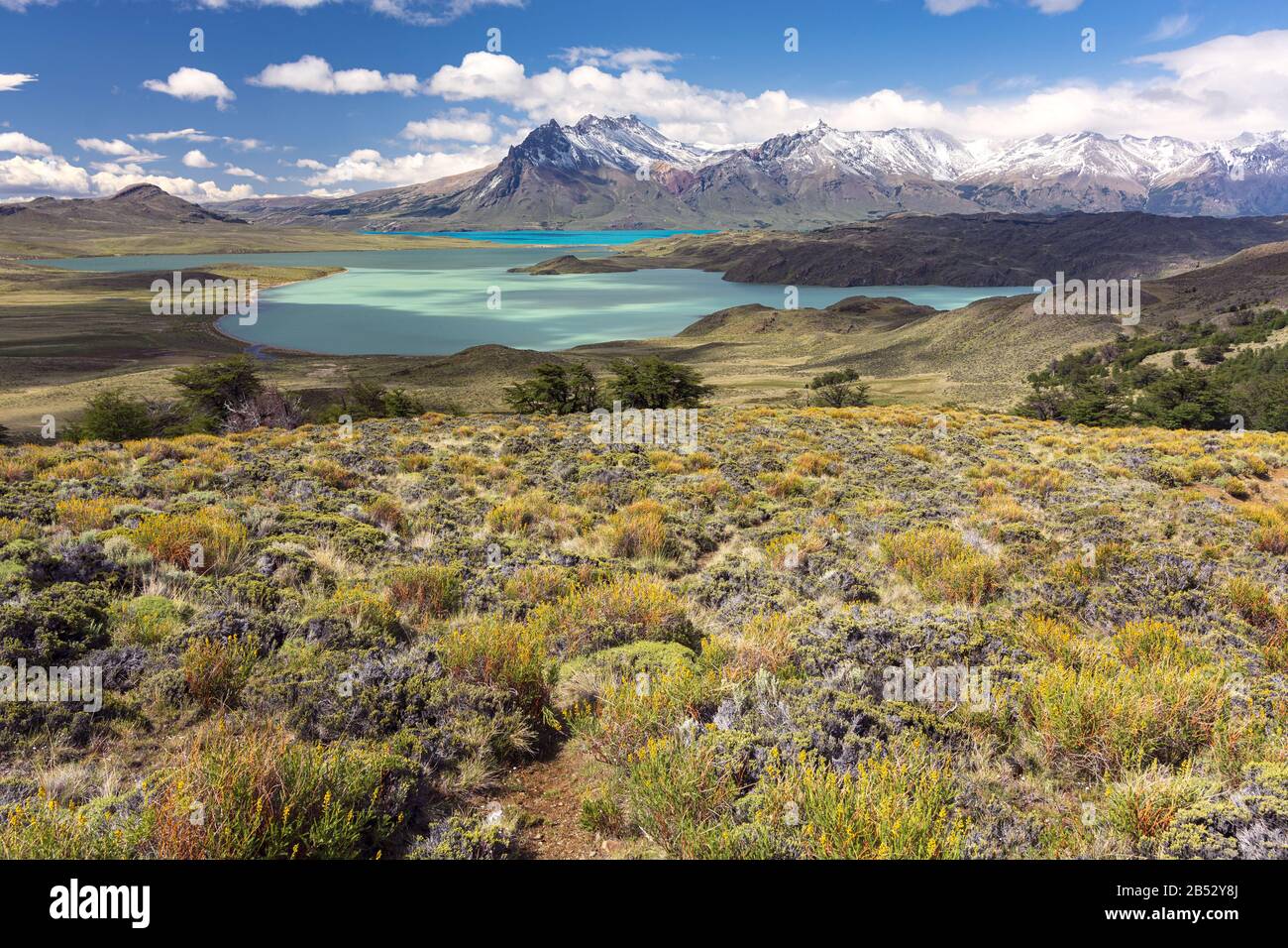 Lago Belgrano und die schneebedeckten Anden, Parque Nacional Perito Moreno, Patagonien Argentina Stockfoto