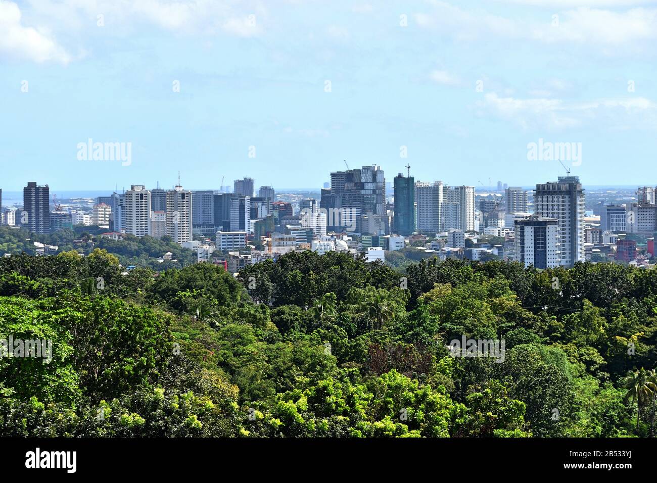 Waldbäume Und Stadtbauten Auf Den Cebu Philippinen Stockfoto