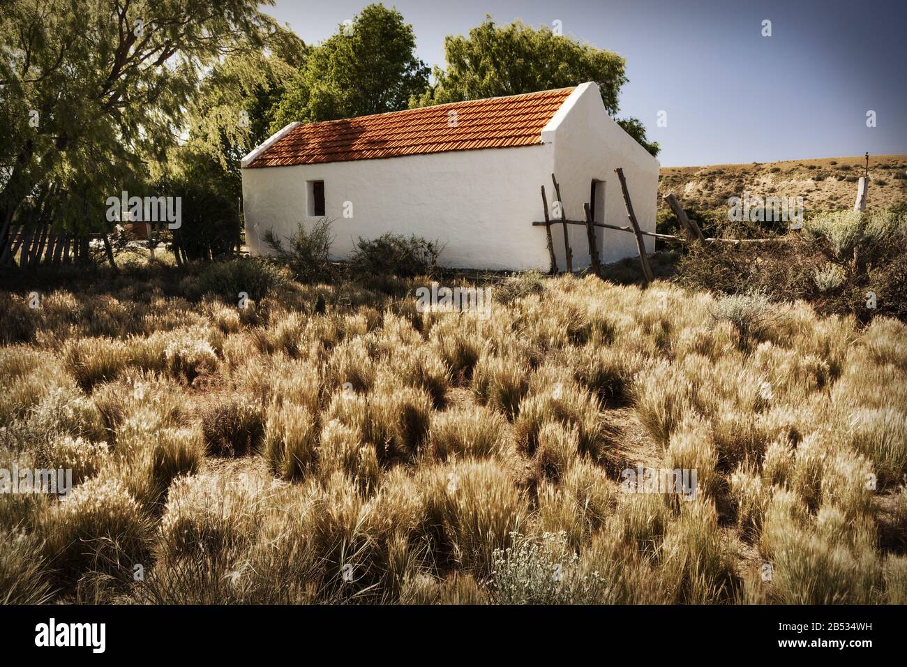 Das Haus von Luis Piedrabuena, Pionier der Kolonisation Patagoniens, Santa Cruz, Argentinien Stockfoto