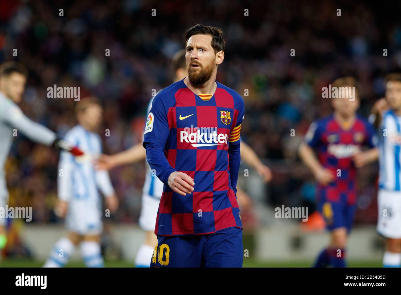 Barcelona, SPANIEN - 07. MÄRZ: Leo Messi vom FC Barcelona während des Liga-Spiels zwischen dem FC Barcelona und Real Lieddad im Camp Nou am 07. März 2020 in Barcelona, Spanien. Stockfoto