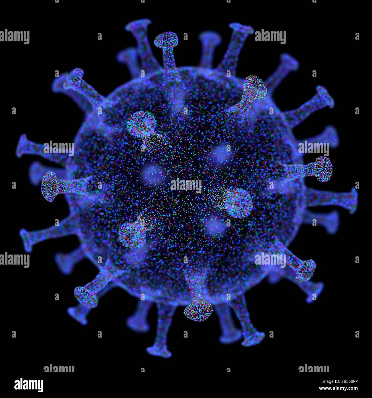 Konzeptioneller Veranschaulichungsvirus. Bild eines Virus, Erreger mit generischer Virusform. 3D-Abbildung. Stockfoto