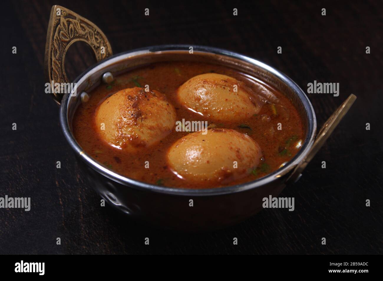 Indische Küche, Eierkrähe Stockfoto