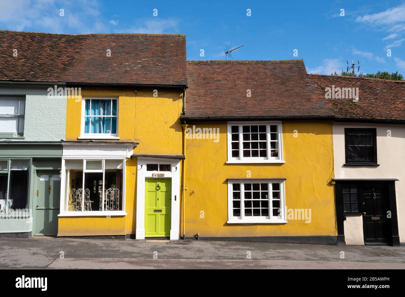 Farbige Häuser, Thaxted, Essex, England Stockfoto