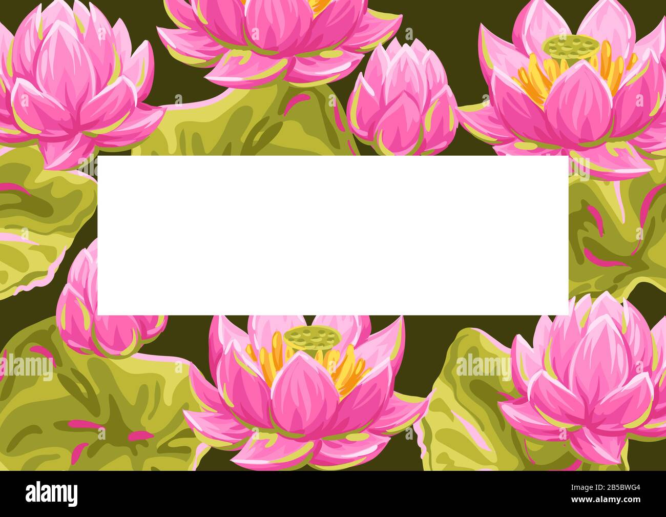 Hintergrund mit lotusblumen. Seerose dekorative Illustration. Stock Vektor