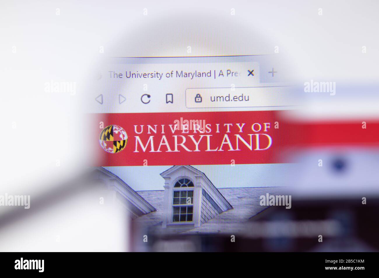 Los Angeles, Kalifornien, USA - 7. März 2020: Logo auf der Homepage der University of Maryland, College Park Website auf der Anzeige nah und Anschaulich Stockfoto