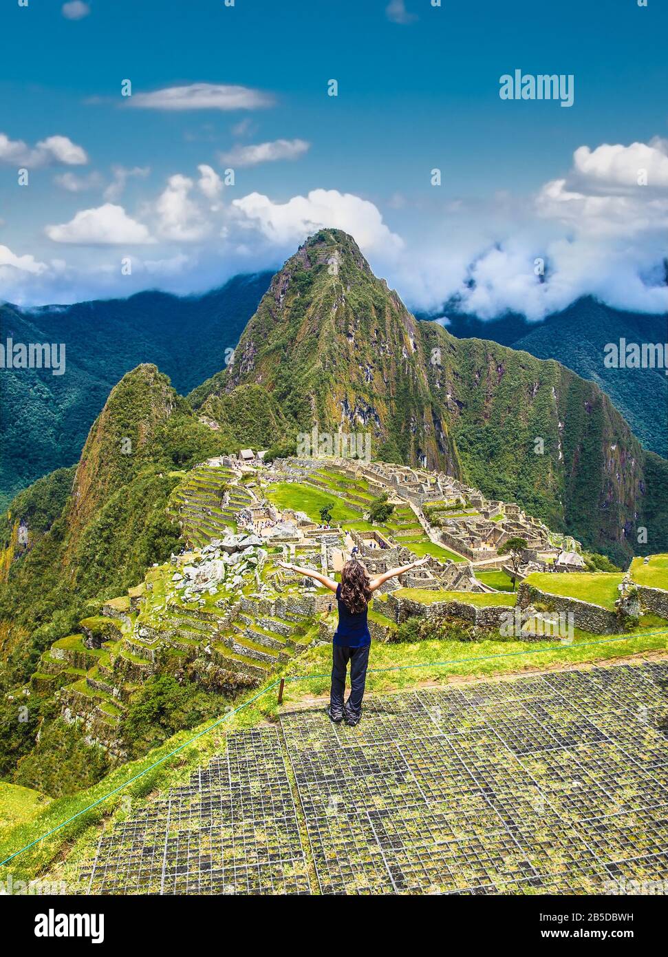 Machu Picchu Pueblo, Peru - Jan 8, 2019: Blick auf die alte Stadt von Machu Picchu in Peru. Südamerika. Stockfoto